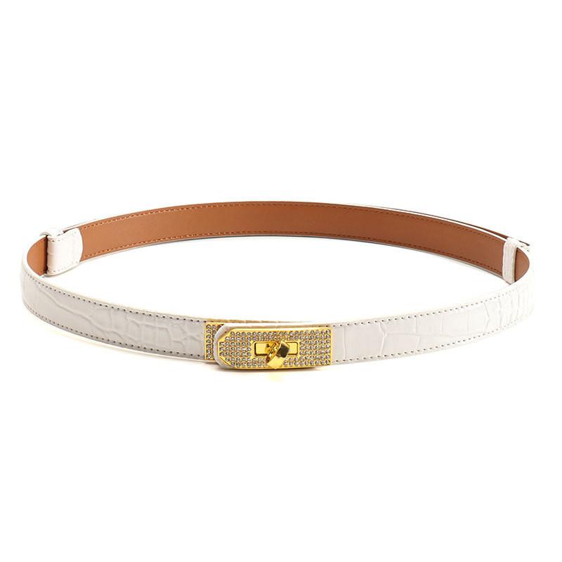 

Lock Belt Alloy For Women With Water Drilling Design Suitable Office Wear Gift Gold White