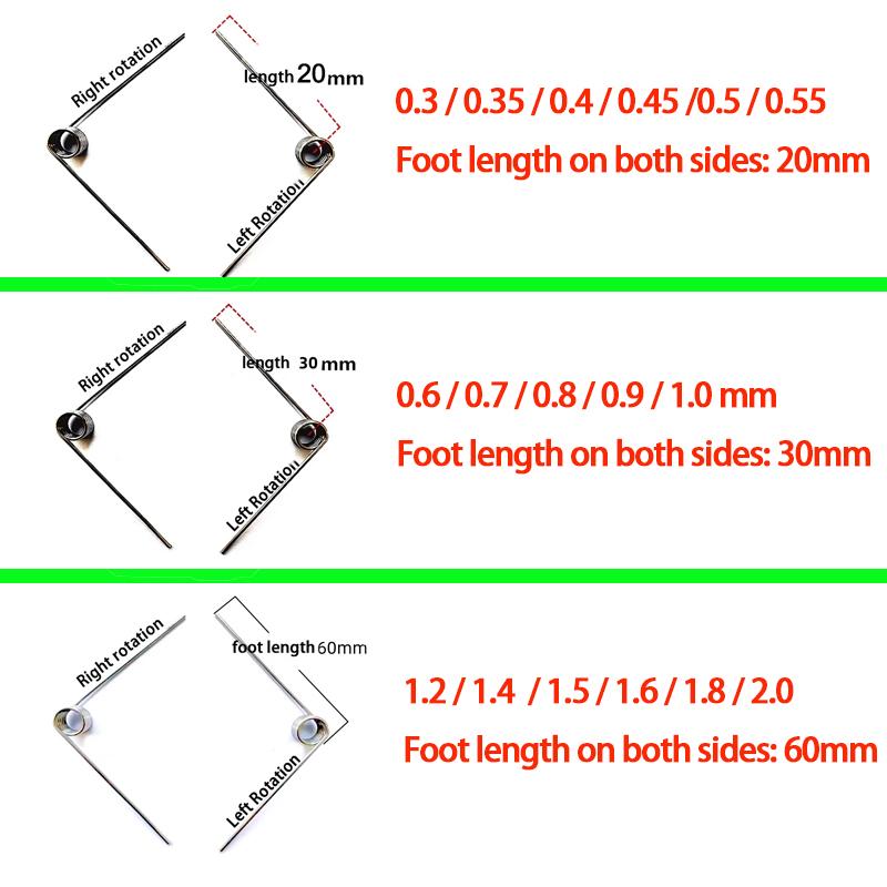 Wire diameter 1.5mm 304SUS Left Torsion Spring Return And Reset V-shaped Spring Left Rotation Spring laps1/2/3/4/5lap 5PCS