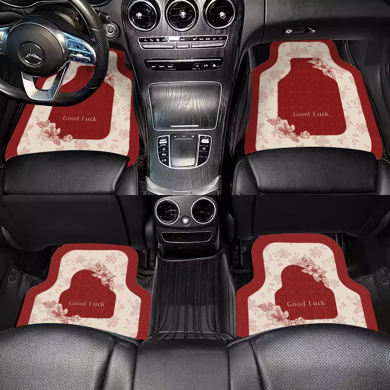 New Chinese-Style Car Floor Mats, Universal, Dirt-Resistant, Earthy Red, with a Sense of Atmosphere, Can Be Cut, Diatomaceous Earth Car Carpet Mats