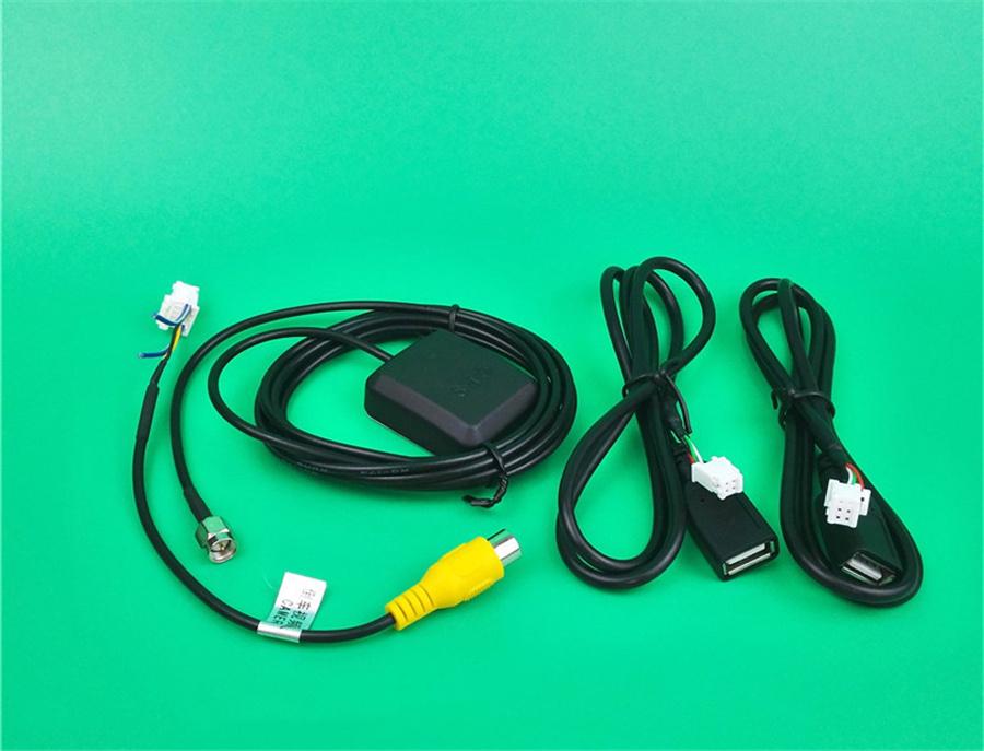USB GPS Rear View Camera RCA Output Radio Power Cable Adapter For Car Navigation
