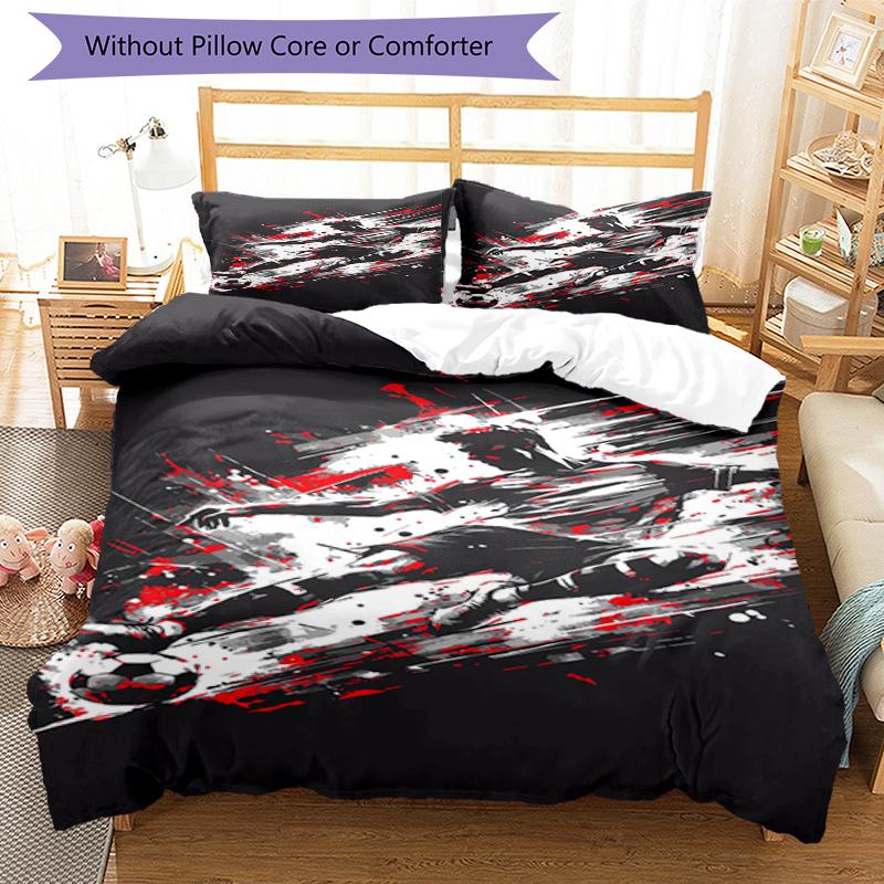 3pcs Soccer Bedding Set Duvet Cover Closure Includes 1 Duvet Cover & 2 Pillowcases, Soft and Comfortable for All Seasons.