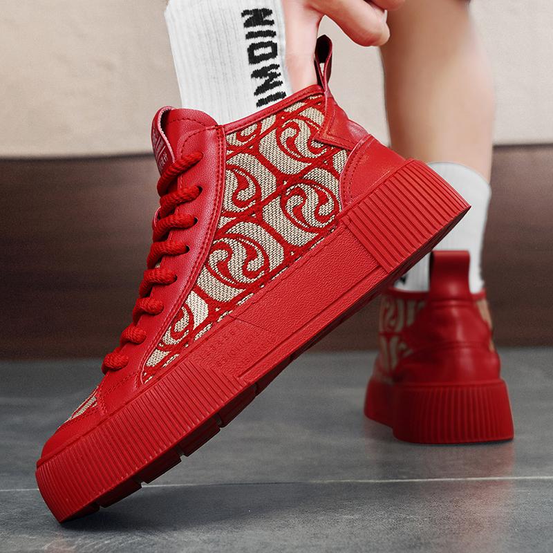 Μάρκα Μόδας Ψηλές Καμβάς Παπούτσια Ανδρικά Μόδα Πλατφόρμα Ανδρικά Βουλκανιζέ Παπούτσια Κινέζικα Ανδρικά Κόκκινα Καμβάς Αθλητικά Παπούτσια Σχεδιαστής Εσπαντρίγιες