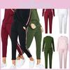 Damen 2-teiliges Trainingsanzug-Set Bequeme gestreifte Loungewear mit Rundhalsausschnitt und Kordelzug