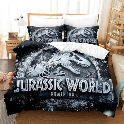 Punane Jurassic Park voodipesukomplekt Multikas Kodu tekstiilid Lastele Voodikomplekt Tekikott Magamistoakomplekt Queen Suuruses Dinosaurus Tekikott