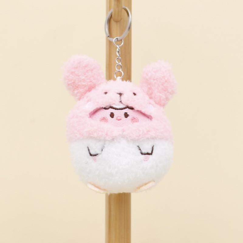 Soft Short Plush Bunny Keychain Pink Green Brown Yellow 10cm For Kids