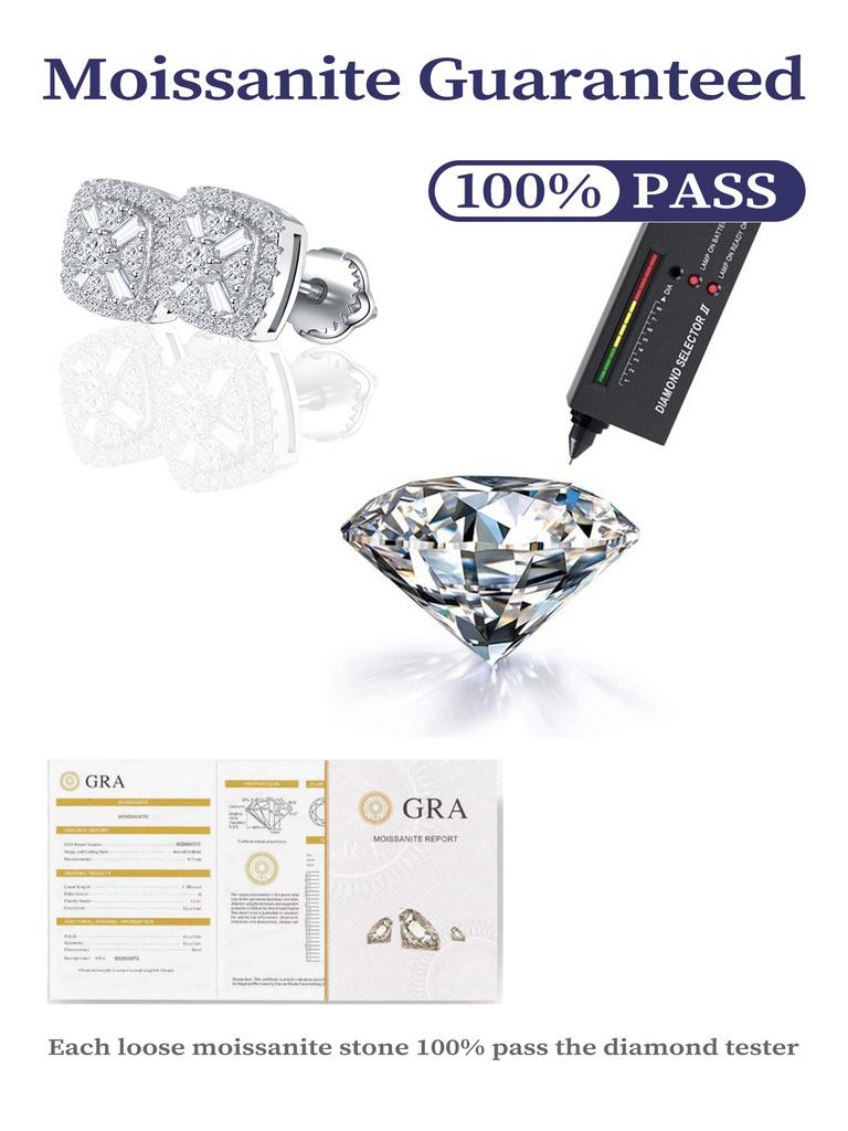 Guangzhou Luxury Lab Grown Diamond Ladies Earrings Rhodium S925 Sterling Silver VVS Moissanite Custom Women Stud Earrings