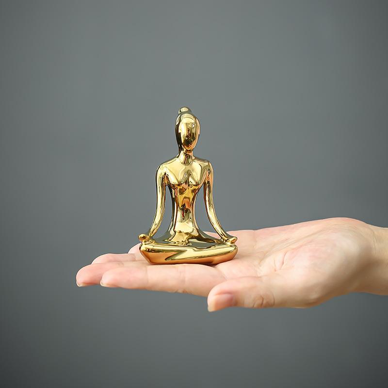 Heimdeko Abstrakte Kunst Keramik Yoga-Posen Figur Porzellan Damenfigur Statue Studie Büro Yogastudio Ornamente Dekorationen
