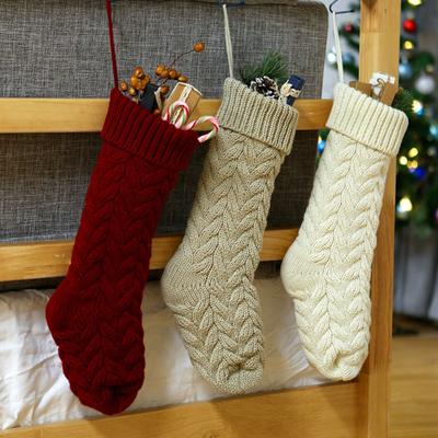 46cm Large Size Soft Cable Knit Knitted Christmas Xmas Stocking Decorations