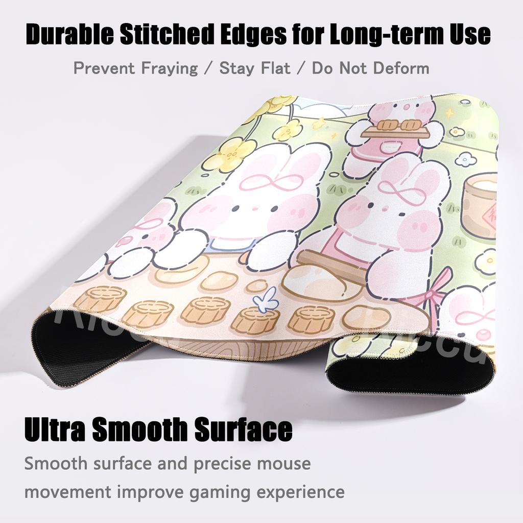 Pink Flower Kawaii Rabbit Extended Mouse Pad XXL Aesthetics Anime Carpet Offices Desk Accessories Computer Keyboard Decort Mats