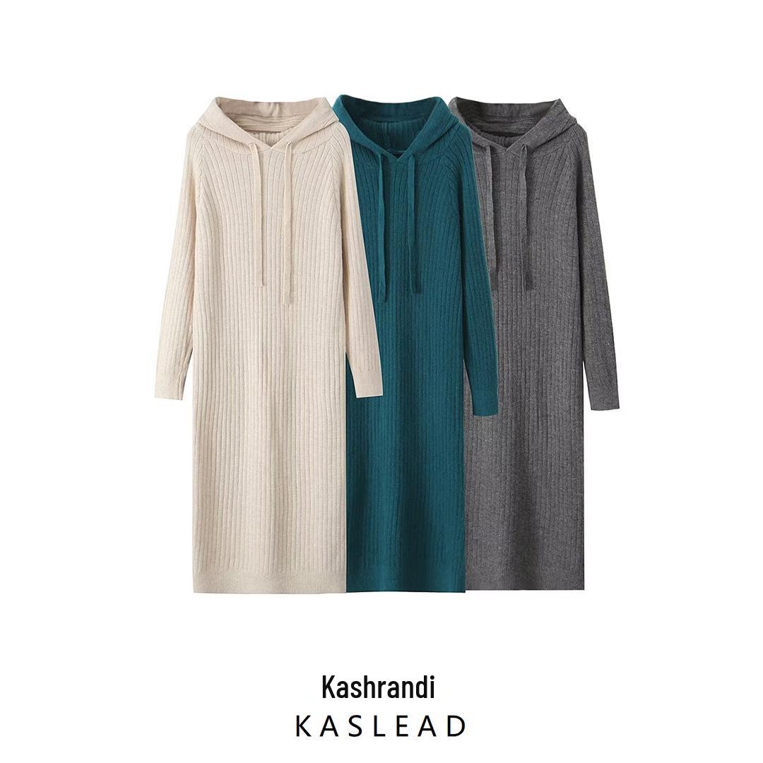 

2024 Autumn Women s European & American Style Hooded Sweater Dress Medium сірий колір