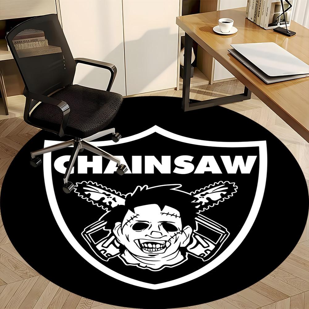 1pc Chainsaw Skull Office Round Area Rug, Under Office Chairs Bedroom Living Room Home Decor, Room Deco, Available in Various Sizes