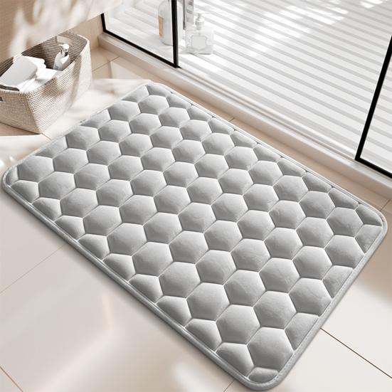 Memory Foam Bath Mat Absorbent Bathroom Rug Honeycomb Quick Drying Anti Slip Bath Rug