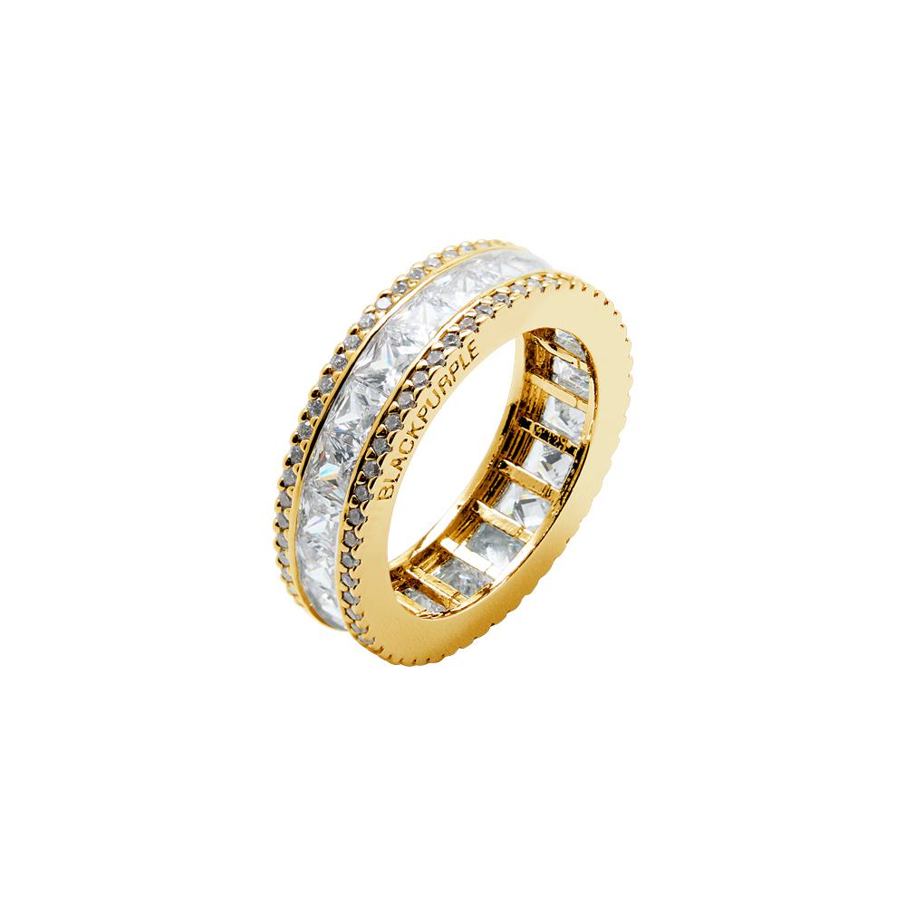 Black Purple Aaa Diamond Three-Line Ring Aaa Dia Three-Line Ring_Gold