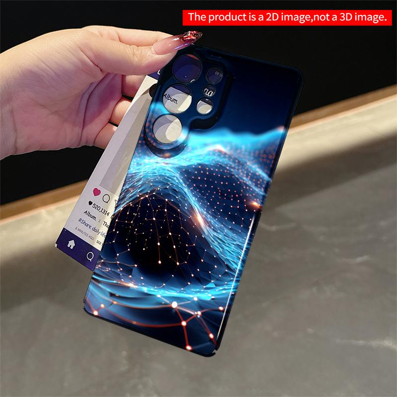 2DFlat Samsung Phone Case Blue Wave Network Glow Applicable To Galaxy S22 S23 S24 S25ULTRA S26 A12 A13 A14 A15 A16