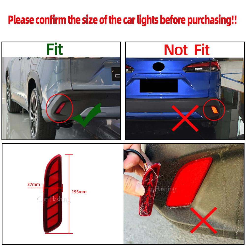 2PCS Car LED Reflector Light For Toyota Corolla Cross 2020 2021 2022 Rear Fog Lamp Bumper Brake Light Dynamic Turn Signal