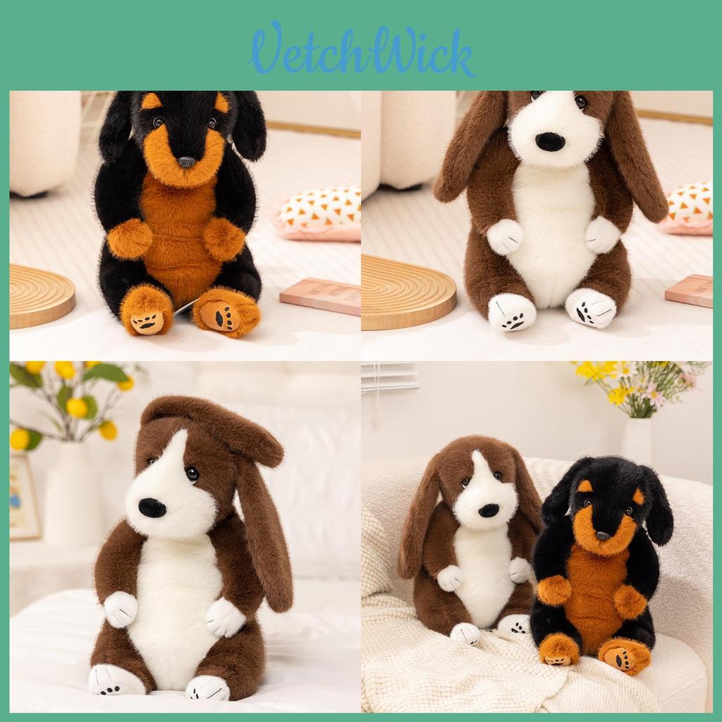 Authentic Dog Plush Figures In Rottweiler And Basset Hound Shapes With Premium Plush Material For Home Decor