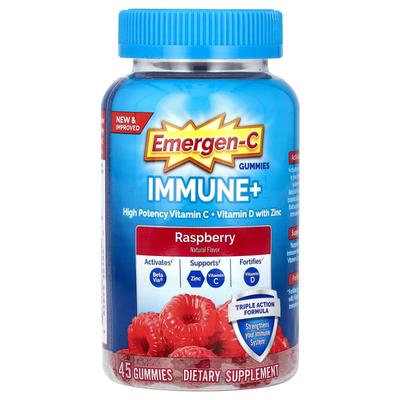 Immune+ Vitamin C + Vitamin D, Zinc Gummies, Raspberry, 45 Gummies