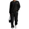 Women's Sports Set 2-piece, Solid Color Oversized Round Neck Sports Shirt and Pants Set, Pullover Casual Set