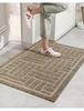 Brown Checkered Striped Washable Polypropylene Entrance Doormat