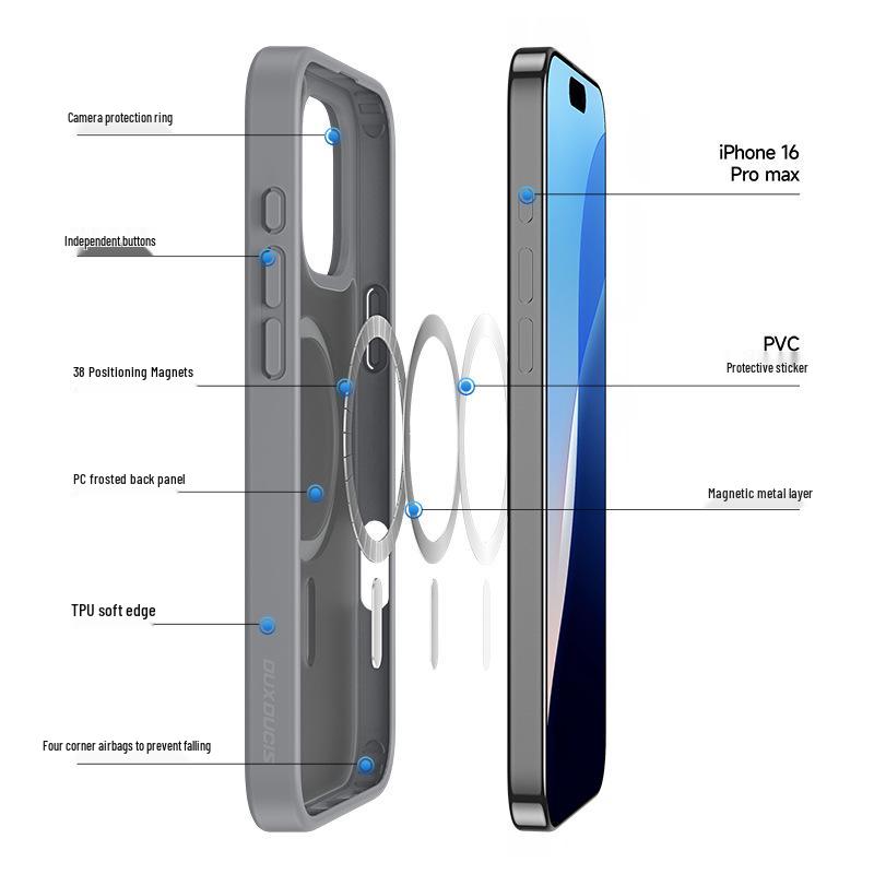 Applicable Magnetic Skin-Feel Protective Case for Apple iPhone 16e - Frosted Back Cover.
