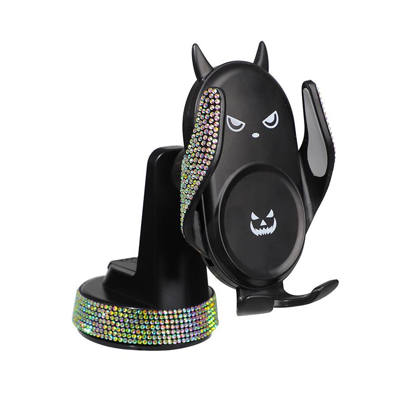 Diamond Crystal Gravity Car Cell Phone Holder Cute Smiling Face Auto Telphone Navigation Rotary Stand Car Accessories for Women