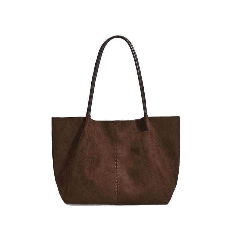 Borsa Tote Retro in Camoscio e Velluto da Donna: Di alta gamma, ad alta capacità per lavoro e tragitto