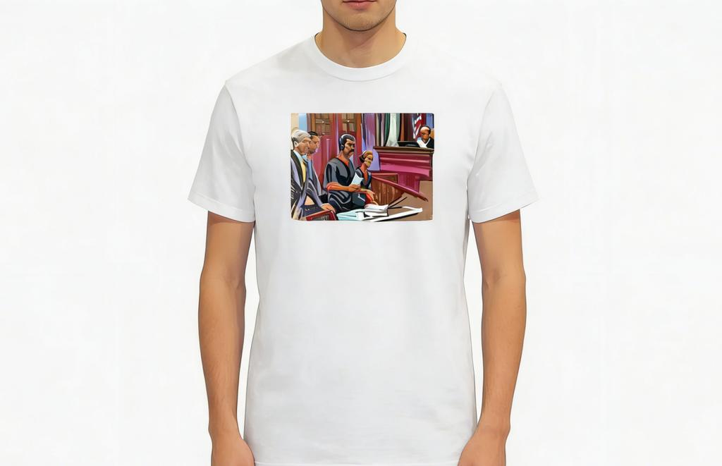 Court Sketch Refuse War Printed Mens Tshirt and Outdoor Top for Military Fans Summer New Mens Womens Pure Cotton Tshirt