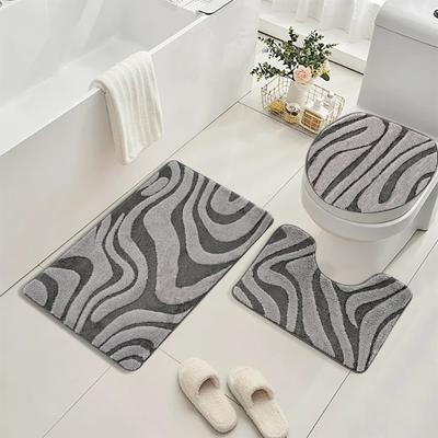 Novo Tapete de Chão Espesso de Pelúcia Banheiro Esponja Absorvente de Água Conjunto de Três Peças Conjunto de Tapetes de Chão Tapete de Banheiro Tapete para Pés de Banheiro