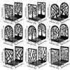 2Pcs Hollow Tree Pattern Metal Bookends T-Shape Non-slip Book Holder  Gift