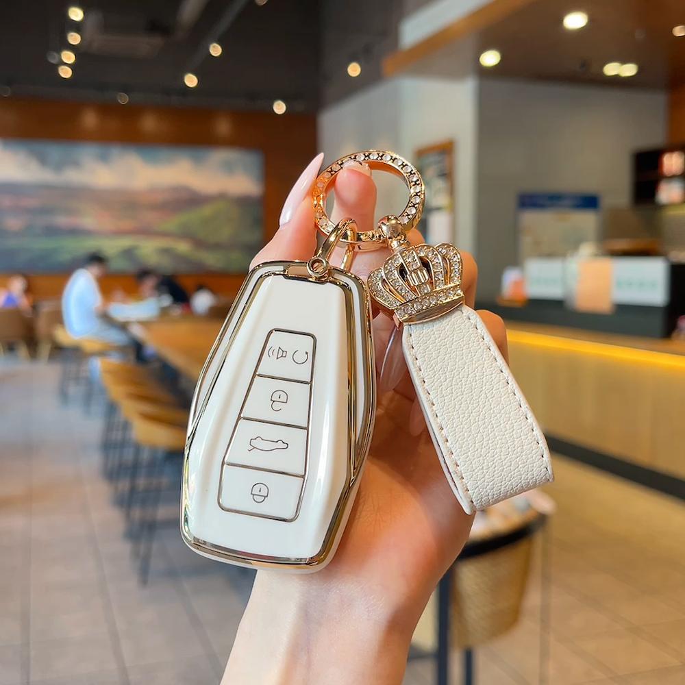 Car Key Case Fob Cover For Geely Coolray Keychain Remote Protection Cover Bag Shell With Housing Keychain Car Accessories