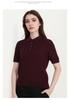 Women's Retro Flower Button Knit Polo Top - Machine Washable Wool, Short Sleeve, Lapel Collar for Autumn/Winter