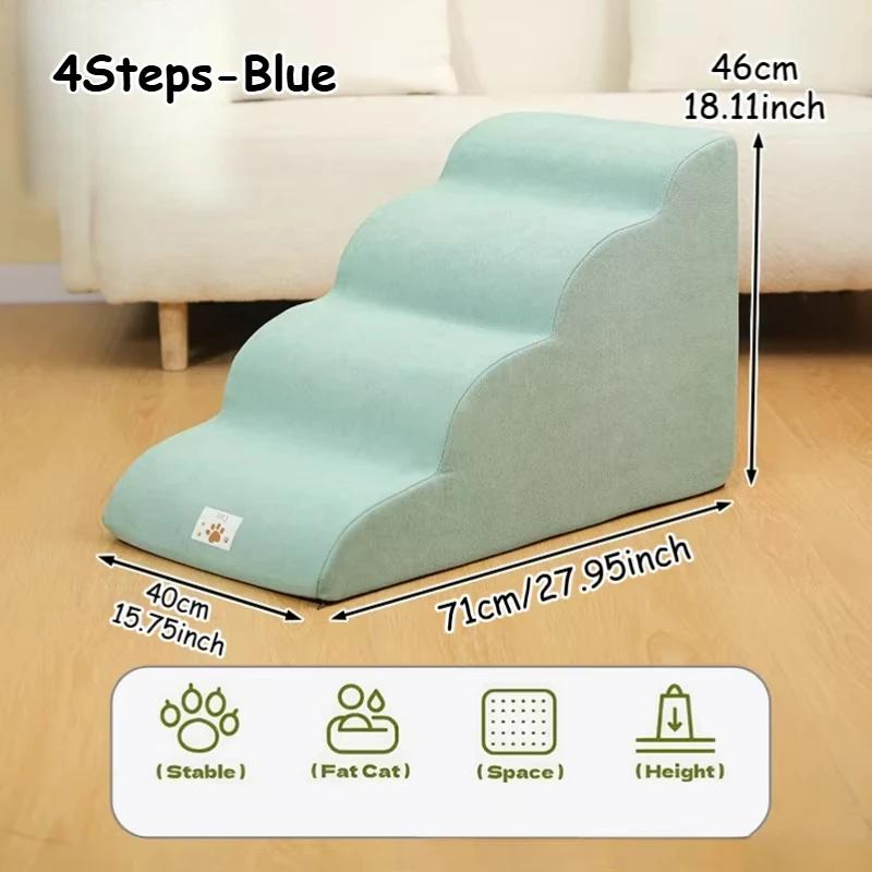 Dog Stairs Ramp for Bed 3/4-Step Dog Steps for High Bed & Couch Pet Steps for Small Dogs Cats Non-Slip Balanced Dog Indoor Ramp