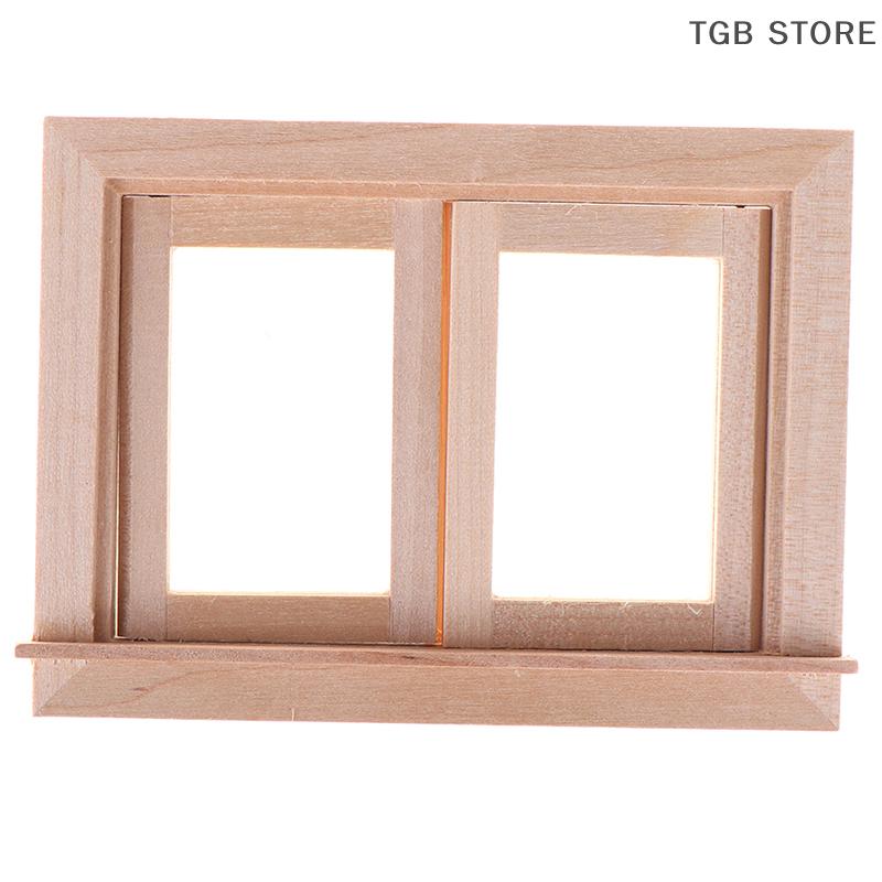 1Pcs 2 Pane Window Miniature Wood Frame 1/12 Dollhouse DIY Furniture Accessory
