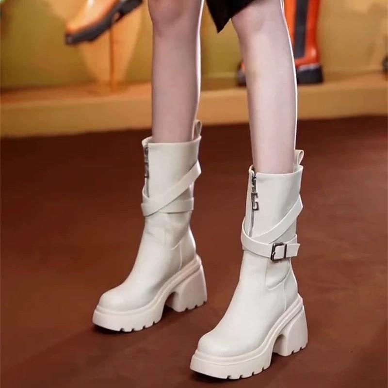 Fashion Booties Women Boots Low Heel New Short Boots Women Chunky Heel Belt Short Boots Boot Liners for Women Shoes