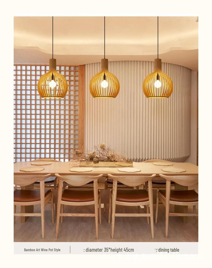 Zen Japanese Wood Pendant Light for Tea Rooms, Restaurants, Bedrooms, and Living Rooms
