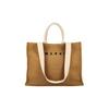 Logo Embroidered Woven Vacation Style Raffia Tote Bag Shopping Bag Camping Bag Large Women Tote Bag Light-Brown Brown SHMP0078U0-P3860-Z0R42