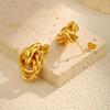 Chunky Knot Earrings Gold Plated Geometric Earrings for Women, Thick Statement Dangle Drop Earrings Hypoallergenic Jewelry