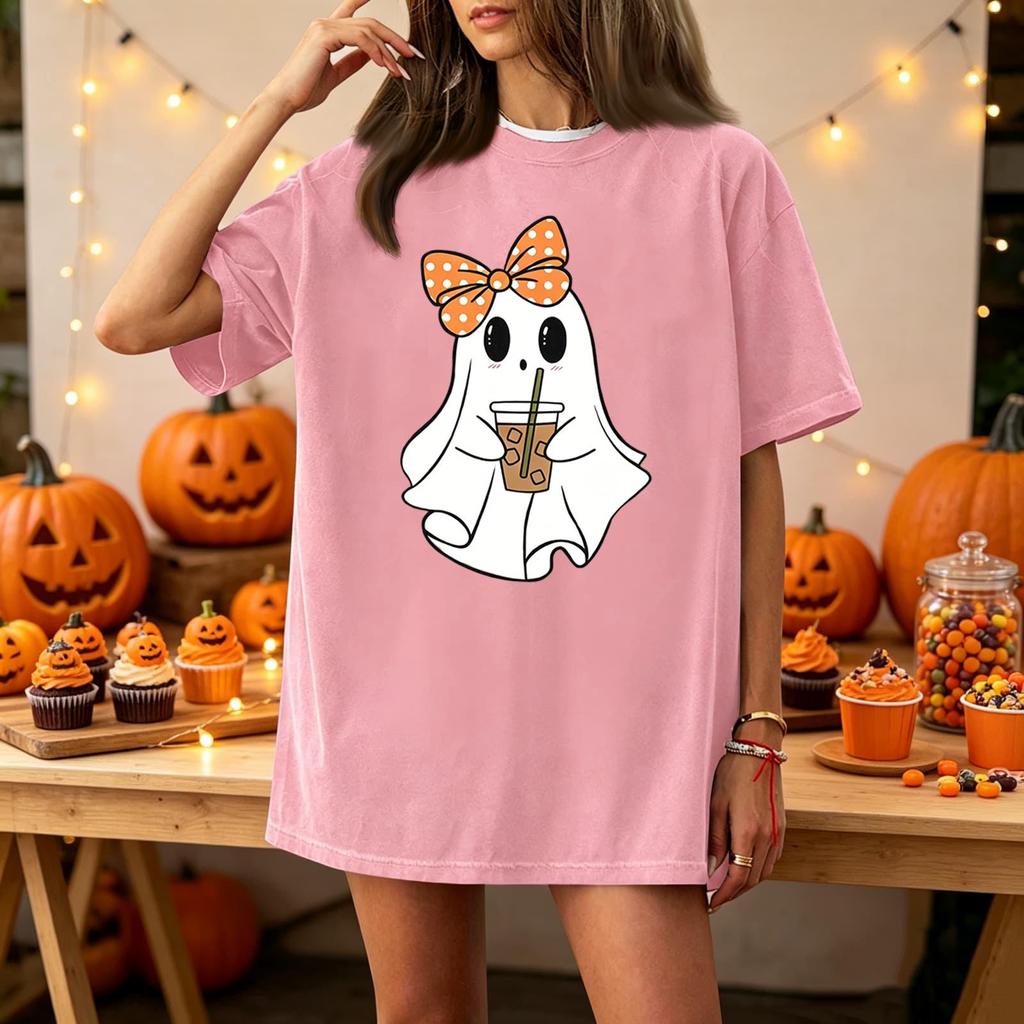 Women's Halloween Graphic Short Sleeve T-Shirt Neck Casual Tee