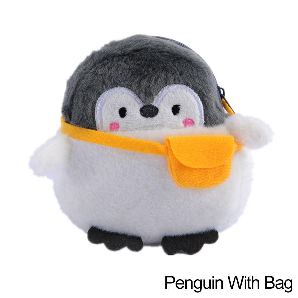 Cartoon Plush Penguin Coin Purse Doll Money Bag Pendant Lovely Animal Mini Wallet USB Cable Pouch Earphone Case Card Holder