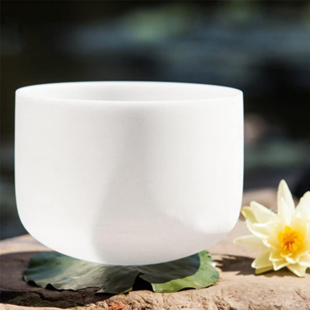 Ennbom Crystal Bowl Singing Bowl with Suede Mallet and Rubber Ring Meditation White (8 inches)