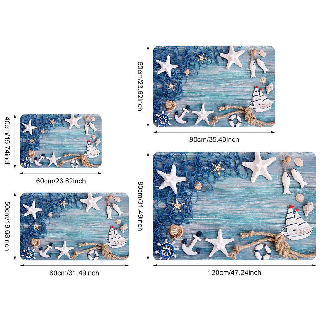 1Pcs Anti Fatigue Kitchen Rugs, Ocean Beach Shell Print Waterproof Non-Slip Thick Cushioned Kitchen Mat Heavy Duty Comfort Standing Mat for Kitchen