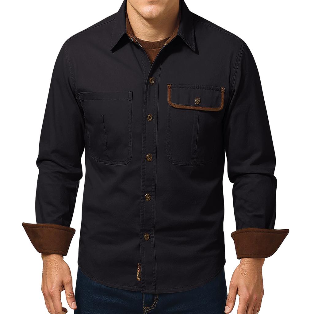 Men's Relaxed-Fit Casual Workwear Long-Sleeve Jacket Shirt