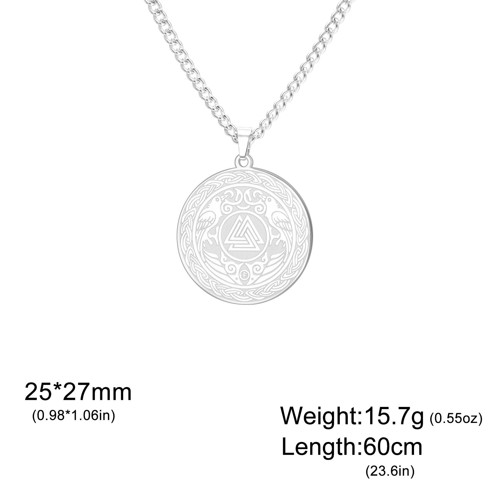 Stainless Steel Norse Odin s Raven Necklace with Celtic Knot Gold Plated Viking Valknut Necklace Norse Mythology Amulet Jewelry 60cm