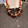 Amber Resin Beaded Necklace for Women – Gradient Coffee Clavicle Chain Trendy Sweater Style.