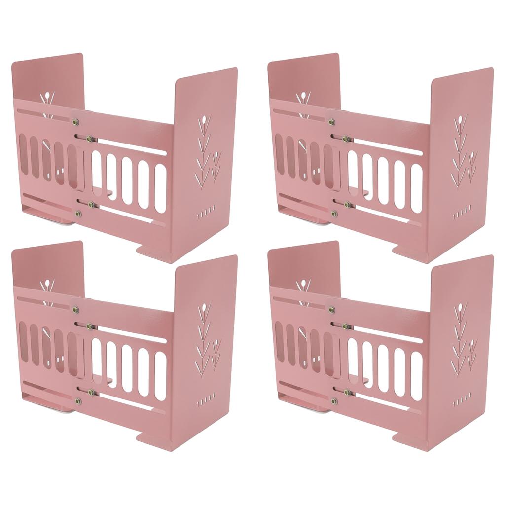 4pcs Bookends Retractable Structure Metal Flexible Regulable Slim Design Book Shelf Holder for