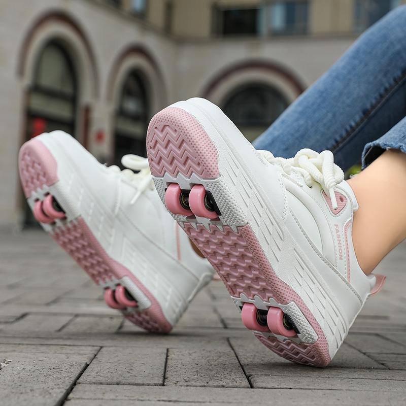 Dziecięce buty sportowe na czterech kółkach Wrotki Można ukryć jako płaskie buty sportowe Buty do jazdy na łyżwach Buty sportowe Damskie buty do jazdy na łyżwach