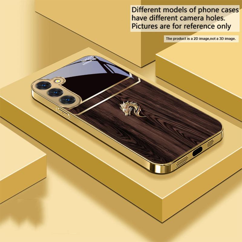 Brilliant Golden Dragon For Samsung Galaxy S20 FE S21 S22 S23 Plus S24 Ultra 25Ultra S21+ S9+ S22Plus Golden Glass Phone Case