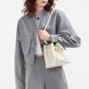 Charles & Keith Minimalist Drawstring Soft Bucket Bag Embossed Leather Women Shoulder Bag Beige Black Gray CK2-10271282