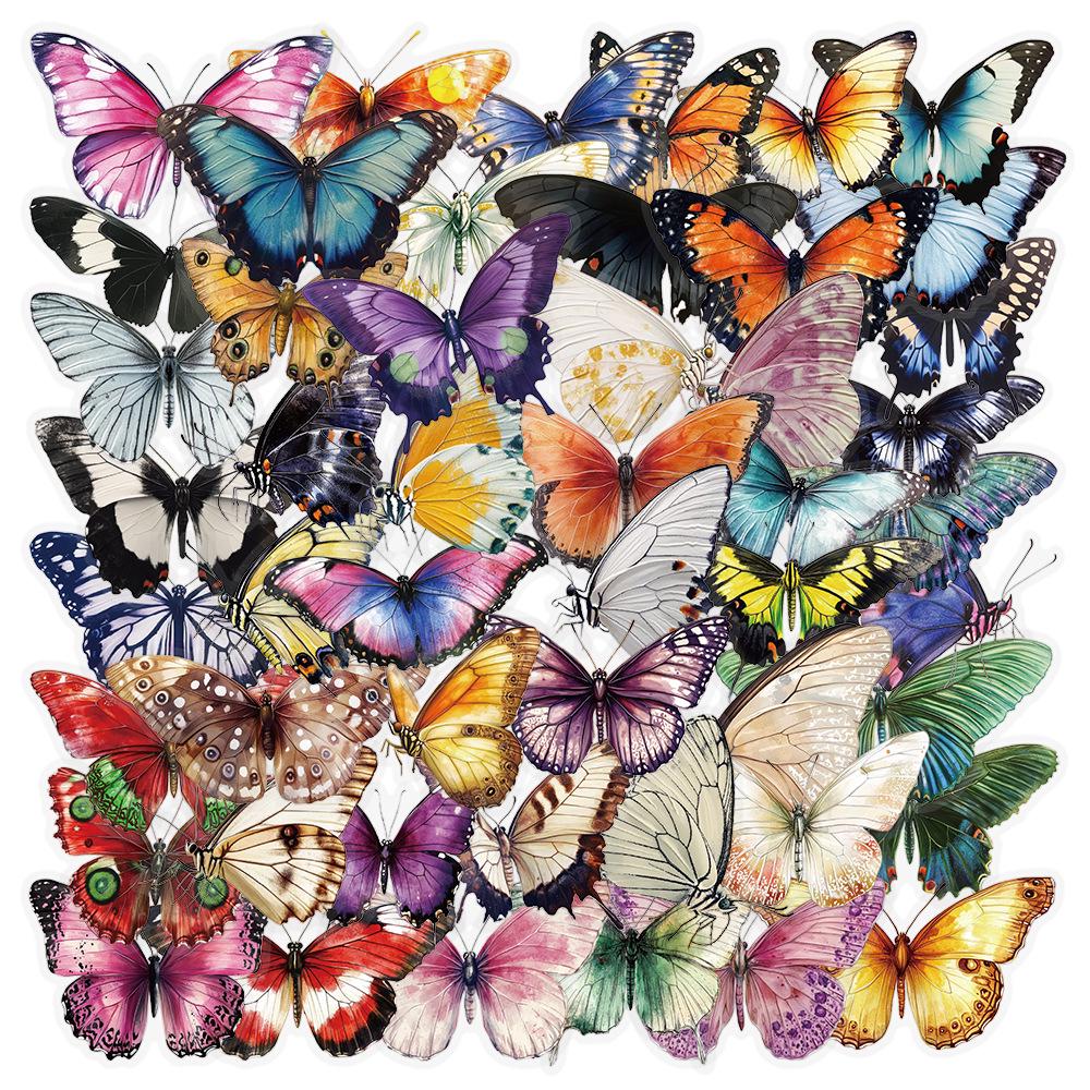 Butterfly Cartoon PET Waterproof Stickers for Journals, Bottles, Phones, and Computers