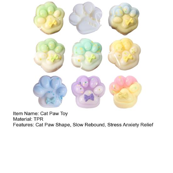 Cat Paw Squeeze Toy Slow Rebound Soft TPR Stress Anxiety Relief Portable Kids Teens Adults Colorful Pet Paw Squishes Sensory Fidget Toy